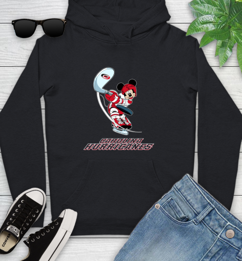 NHL Hockey Carolina Hurricanes Cheerful Mickey Mouse Shirt Youth Hoodie