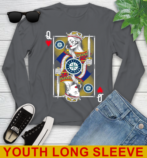 MLB Baseball Seattle Mariners The Queen Of Hearts Card Shirt Youth Long Sleeve 9
