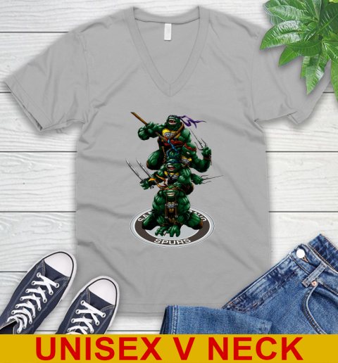 NBA Basketball San Antonio Spurs Teenage Mutant Ninja Turtles Shirt V-Neck T-Shirt 4