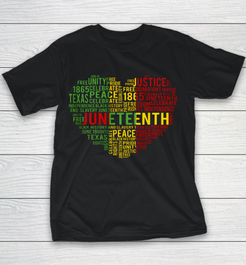 Juneteenth Heart Black History Afro American African Freedom Youth T-Shirt
