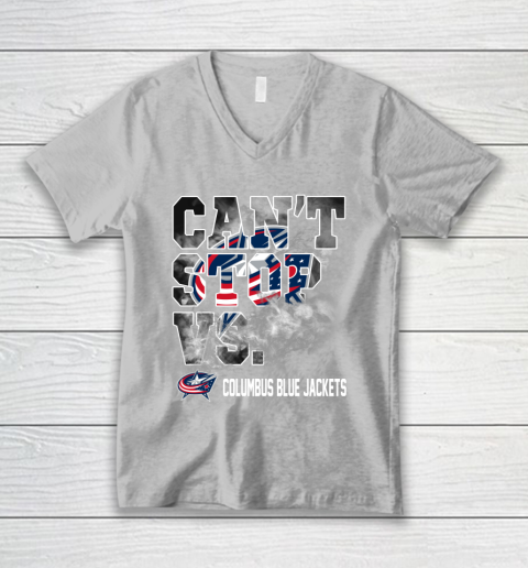 NHL Columbus Blue Jackets Hockey Can't Stop Vs V-Neck T-Shirt 3
