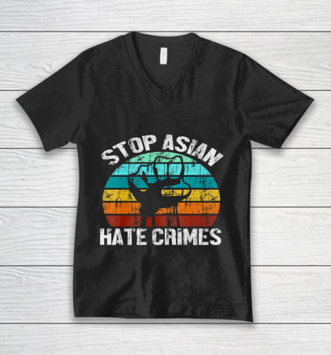 Anti Asian Racism AAPI American Stop Asian Hate Crimes V-Neck T-Shirt