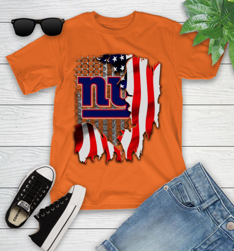 New York Giants NFL Football American Flag Youth T-Shirt 9