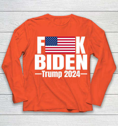 Fuck Biden American Flag Trump 2024 Youth Long Sleeve 3