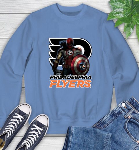 NHL Captain America Thor Spider Man Hawkeye Avengers Endgame Hockey Philadelphia Flyers Sweatshirt 11