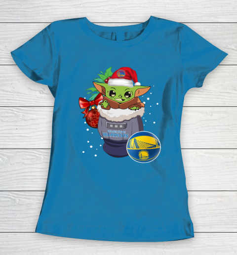 Golden State Warriors Christmas Baby Yoda Star Wars Funny Happy NBA Women's T-Shirt 7
