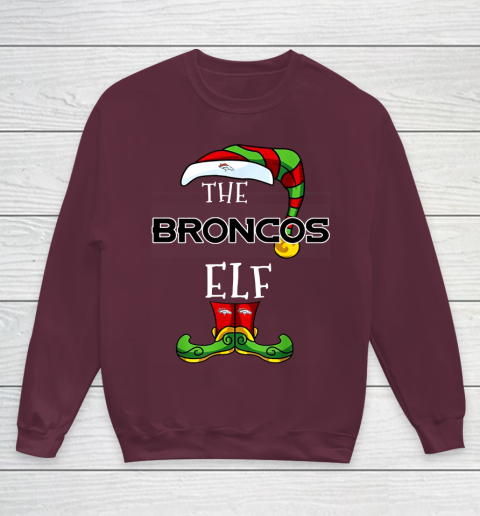 Denver Broncos Christmas ELF Funny NFL Youth Sweatshirt 4