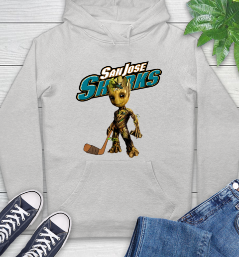 San Jose Sharks NHL Hockey Groot Marvel Guardians Of The Galaxy Hoodie