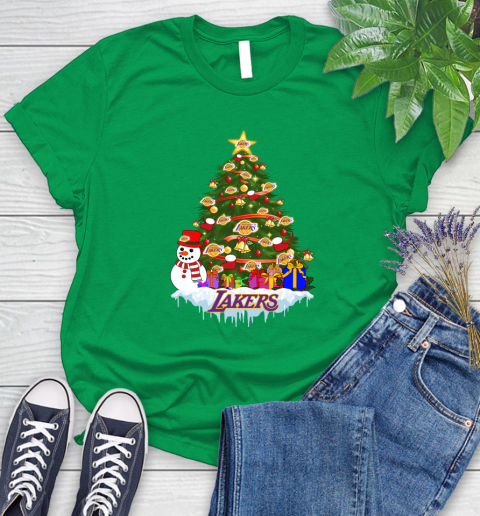 Los Angeles Lakers Merry Christmas NBA Basketball Sports Women's T-Shirt - Image 7