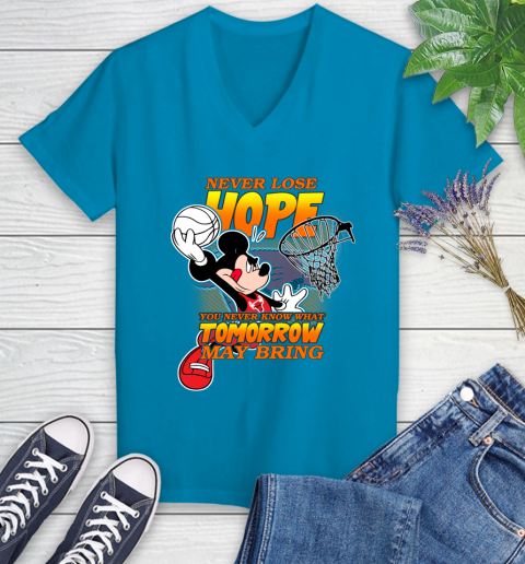 Chicago Bulls NBA Basketball Mickey Disney Never Lose Hope Women's V-Neck T-Shirt 7