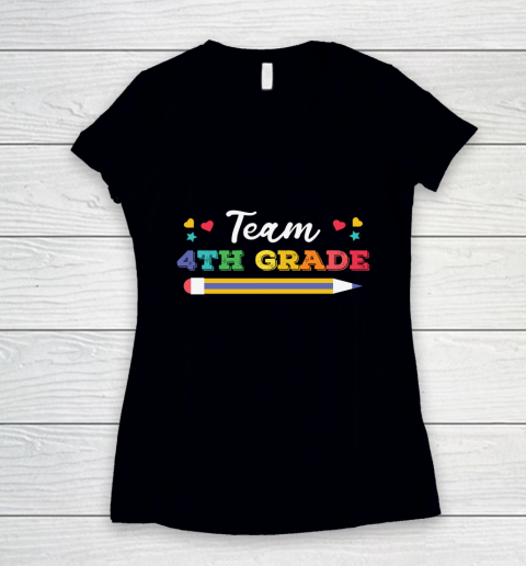 Back To School Shirt Team 4th grade 1 Women's V-Neck T-Shirt