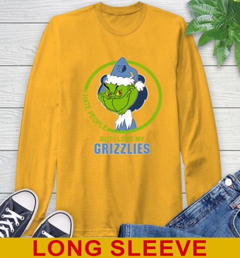 Memphis Grizzlies NBA Christmas Grinch I Hate People But I Love My Favorite Basketball Team Long Sleeve T-Shirt 3