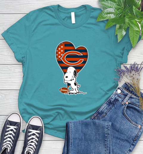 Chicago Bears NFL Football The Peanuts Movie Adorable Snoopy Women's T-Shirt 12