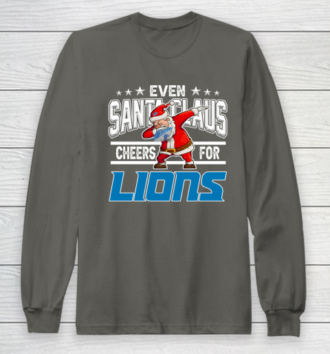 Detroit Lions Even Santa Claus Cheers For Christmas NFL Long Sleeve T-Shirt 5