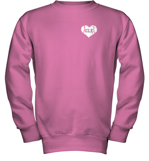 jykb vintage cleveland baseball sweatshirt ohio cle youth sweatshirt 47 front safety pink