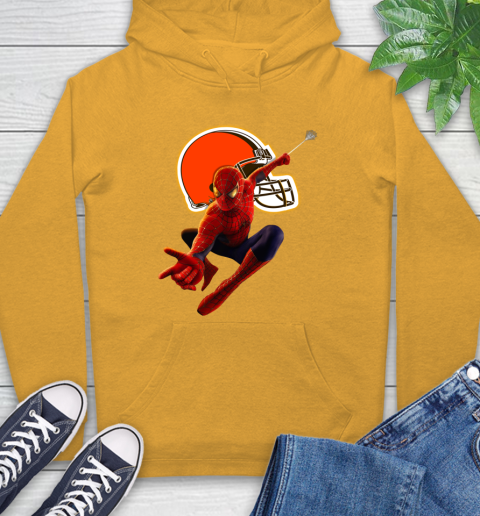 NFL Spider Man Avengers Endgame Football Cleveland Browns Hoodie 3