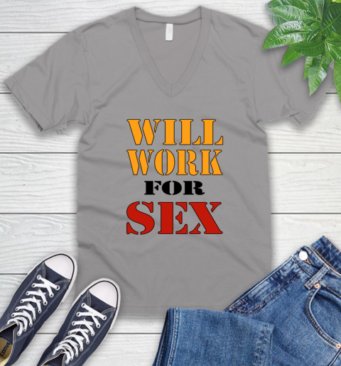 Miley Cyrus Will Work For Sex V-Neck T-Shirt 2
