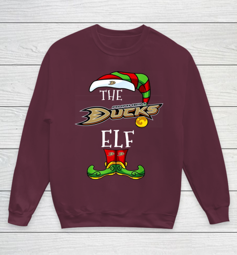Anaheim Ducks Christmas ELF Funny NHL Youth Sweatshirt 4