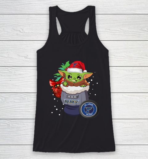 St.Louis Blues Christmas Baby Yoda Star Wars Funny Happy NHL Racerback Tank