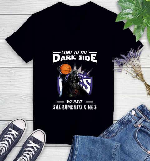 NBA Come To The Dark Side We Have Sacramento Kings Star Wars Darth Vader Basketball Women's V-Neck T-Shirt
