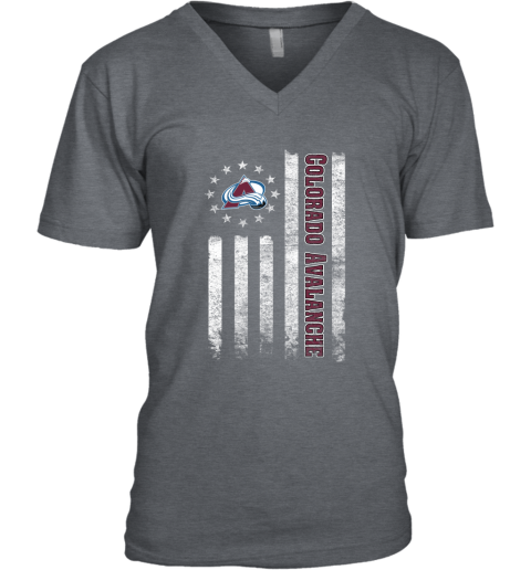 NHL American Flag Hockey Sports Colorado Avalanche V-Neck T-Shirt 3
