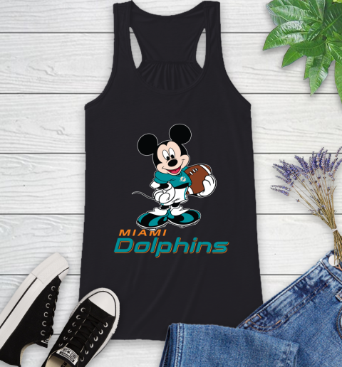 NFL Football Miami Dolphins Cheerful Mickey Mouse Shirt Racerback Tank