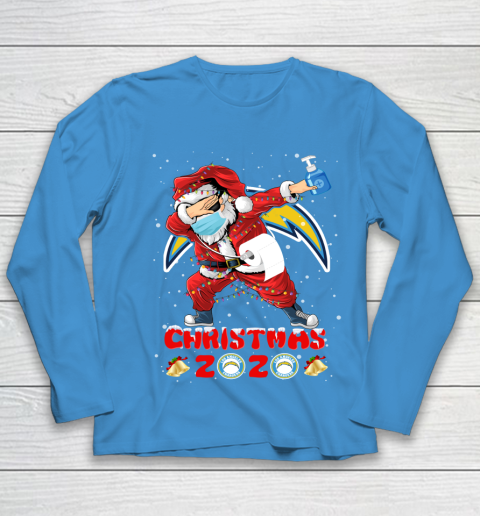 Los Angeles Chargers Funny Santa Claus Dabbing Christmas 2020 NFL Youth Long Sleeve 5