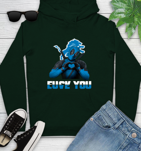 NHL Detroit Lions Deadpool Love You Fuck You Football Sports Youth Hoodie 14