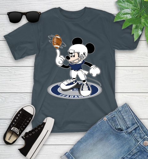 NFL Football Seattle Seahawks Cheerful Mickey Disney Shirt Youth T-Shirt 8