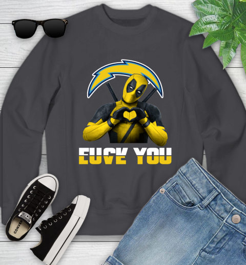 NHL San Diego Chargers Deadpool Love You Fuck You Football Sports Youth Sweatshirt 5