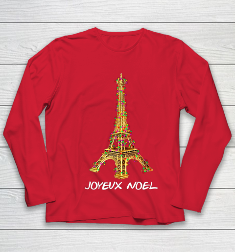 Joyeux Noel French Merry Christmas Eiffel Tower Youth Long Sleeve 8
