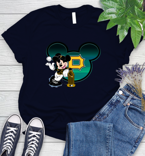 MLB Pittsburgh Pirates The Commissioner's Trophy Mickey Mouse Disney Women's T-Shirt 3