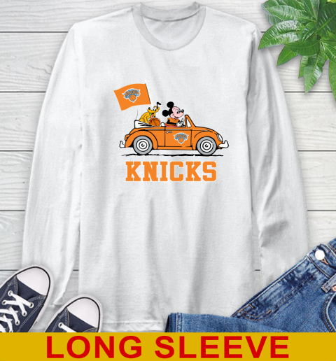 NBA Basketball New York Knicks Pluto Mickey Driving Disney Shirt Long Sleeve T-Shirt