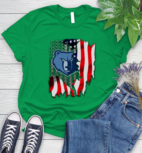 Memphis Grizzlies NBA Basketball American Flag Women's T-Shirt 9