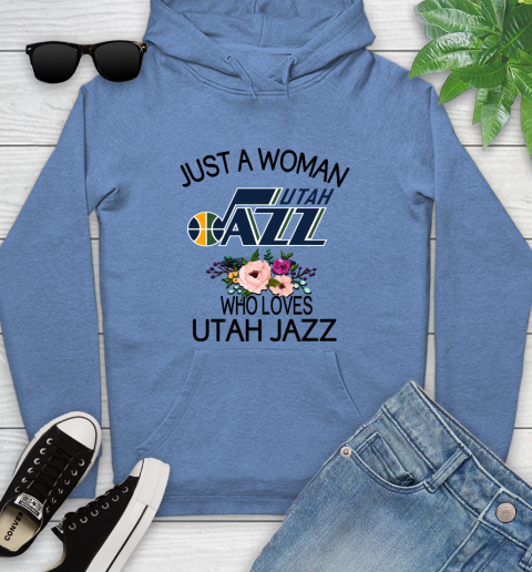 NBA Just A Woman Who Loves Utah Jazz Basketball Sports Youth Hoodie 8
