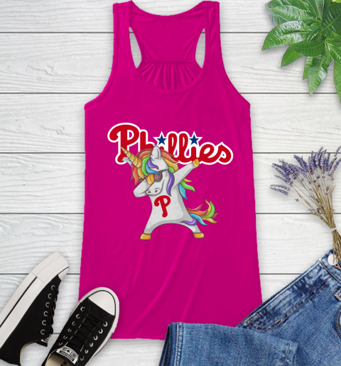 Philadelphia Phillies MLB Baseball Funny Unicorn Dabbing Sports Racerback Tank 8