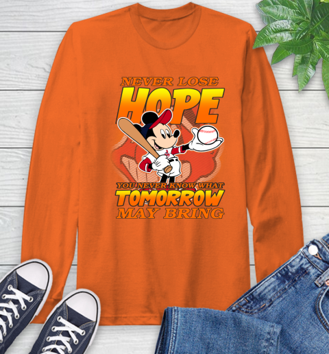 Cleveland Indians MLB Baseball Mickey Disney Never Lose Hope Long Sleeve T-Shirt 4
