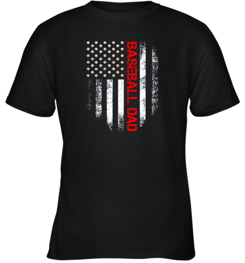 Vintage USA American Flag Proud Baseball Dad Player Youth T-Shirt