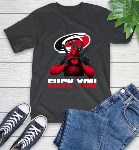 NHL Carolina Hurricanes Deadpool Love You Fuck You Hockey Sports T-Shirt