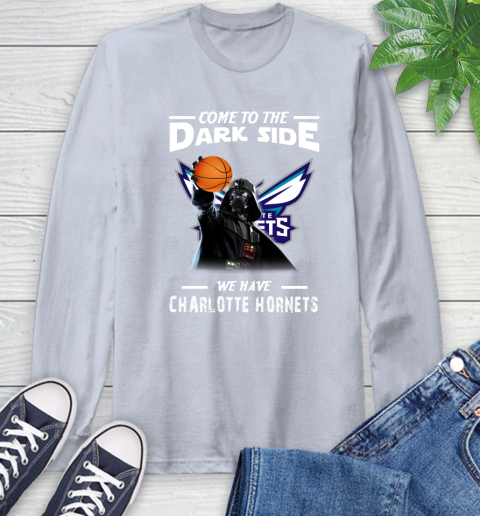 NBA Come To The Dark Side We Have Charlotte Hornets Star Wars Darth Vader Basketball Long Sleeve T-Shirt 6