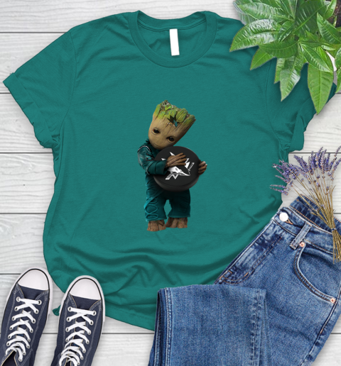 NHL Groot Guardians Of The Galaxy Hockey Sports San Jose Sharks Women's T-Shirt 12