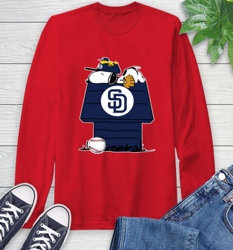 MLB San Diego Padres Snoopy Woodstock The Peanuts Movie Baseball T Shirt Long Sleeve T-Shirt 10