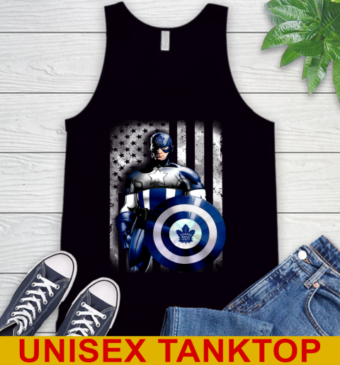 Toronto Maple Leafs NHL Hockey Captain America Marvel Avengers American Flag Shirt Tank Top