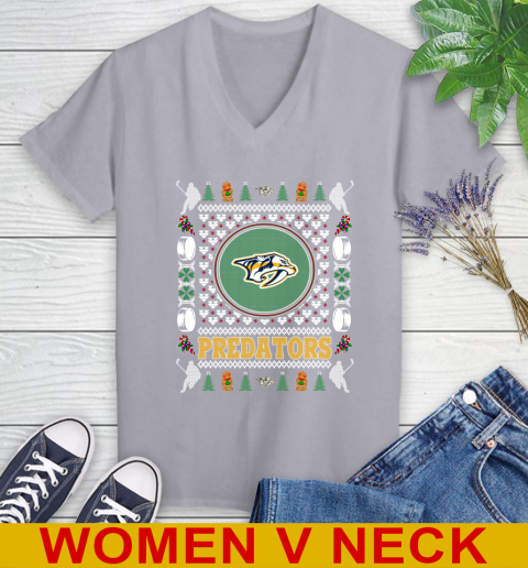 Nashville Predators Merry Christmas NHL Hockey Loyal Fan Women's V-Neck T-Shirt 4