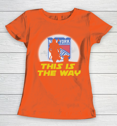 New York Rangers NHL Ice Hockey Star Wars Yoda And Mandalorian This Is The Way Women's T-Shirt 3