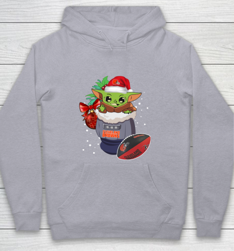 Cleveland Browns Christmas Baby Yoda Star Wars Funny Happy NFL Youth Hoodie 5
