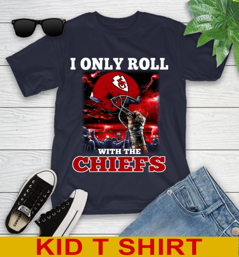 Kansas City Chiefs NFL Football I Only Roll With My Team Sports Youth T-Shirt 2