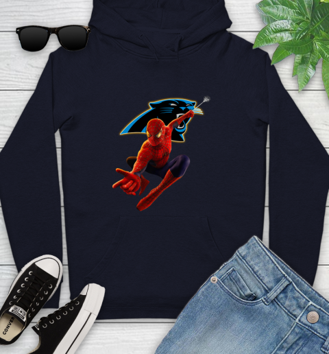 NFL Spider Man Avengers Endgame Football Carolina Panthers Youth Hoodie 4