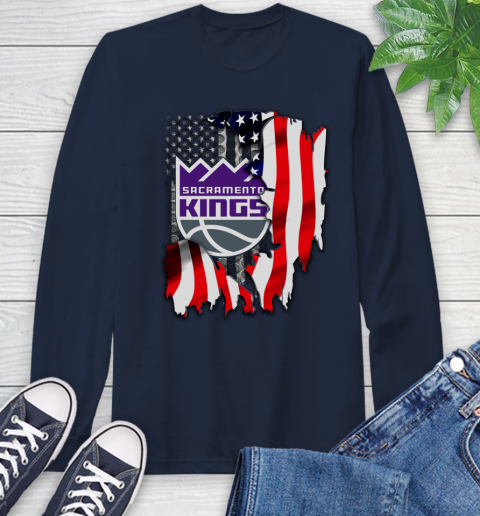 Sacramento Kings NBA Basketball American Flag Long Sleeve T-Shirt 3