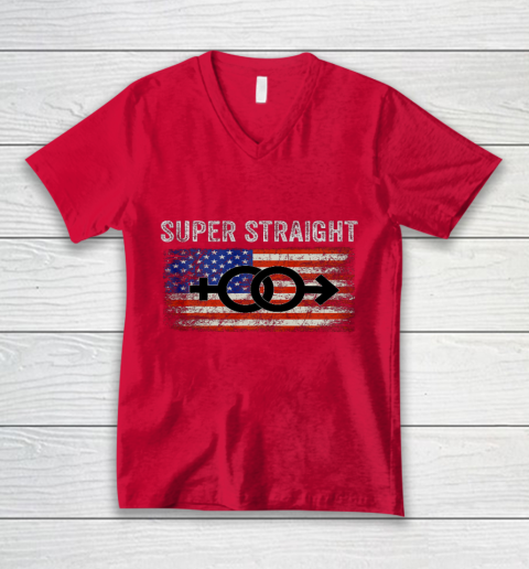 Vintage Us Flag Gender Identity Super Straight Identity V-Neck T-Shirt 6